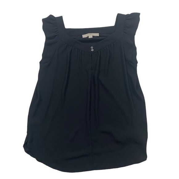 Loft XS Black Ruffle Sleeve Blouse Button Detail - Picture 1 of 6